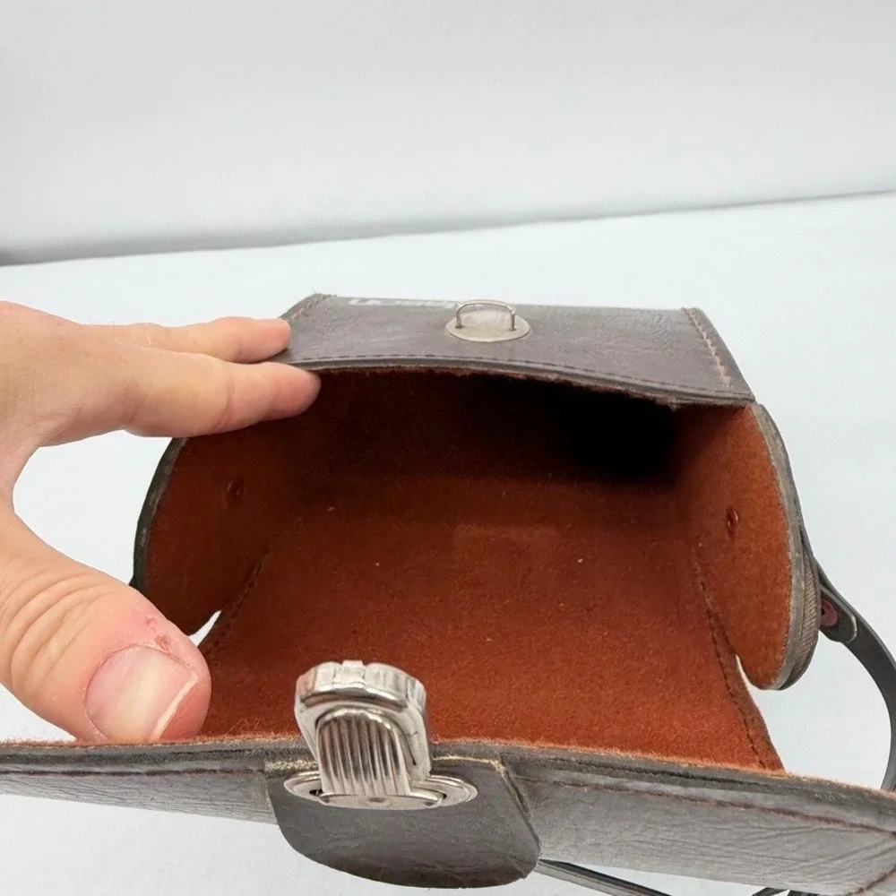 Jason Binocular Camera Case Vintage Brown Faux Leather Hard Shell Travel Bag